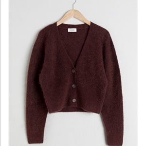 And other stories cardigan in deep burgundy.